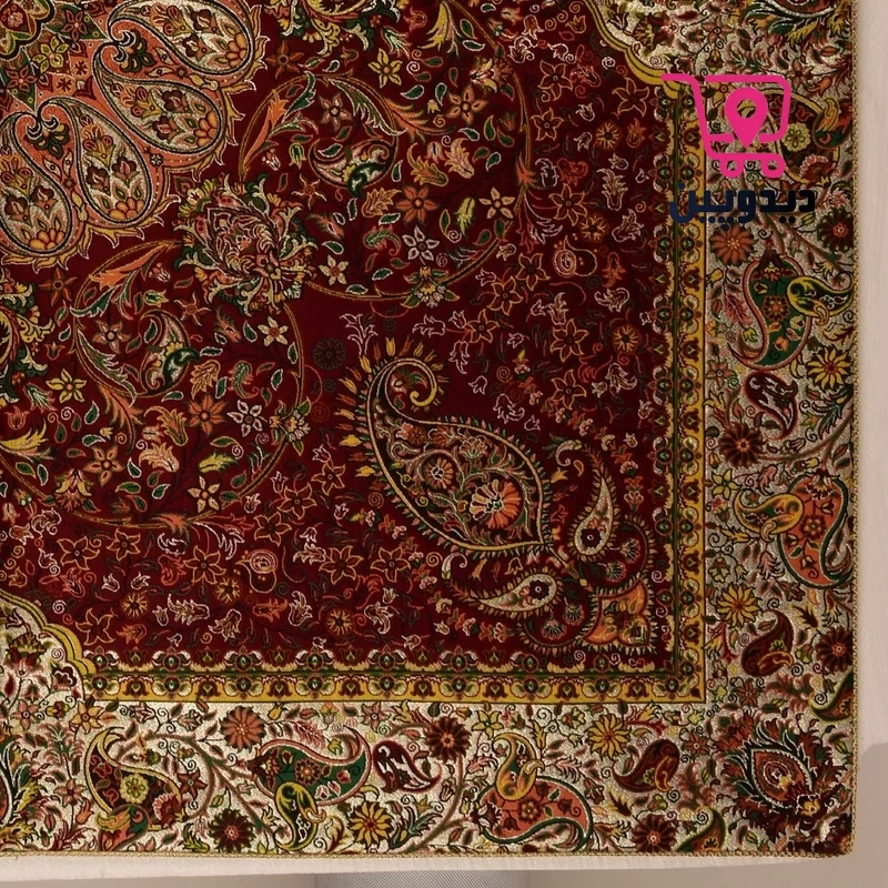 رومیزی ترمه یک در یک متر طرح سنتی رنگ قرمز