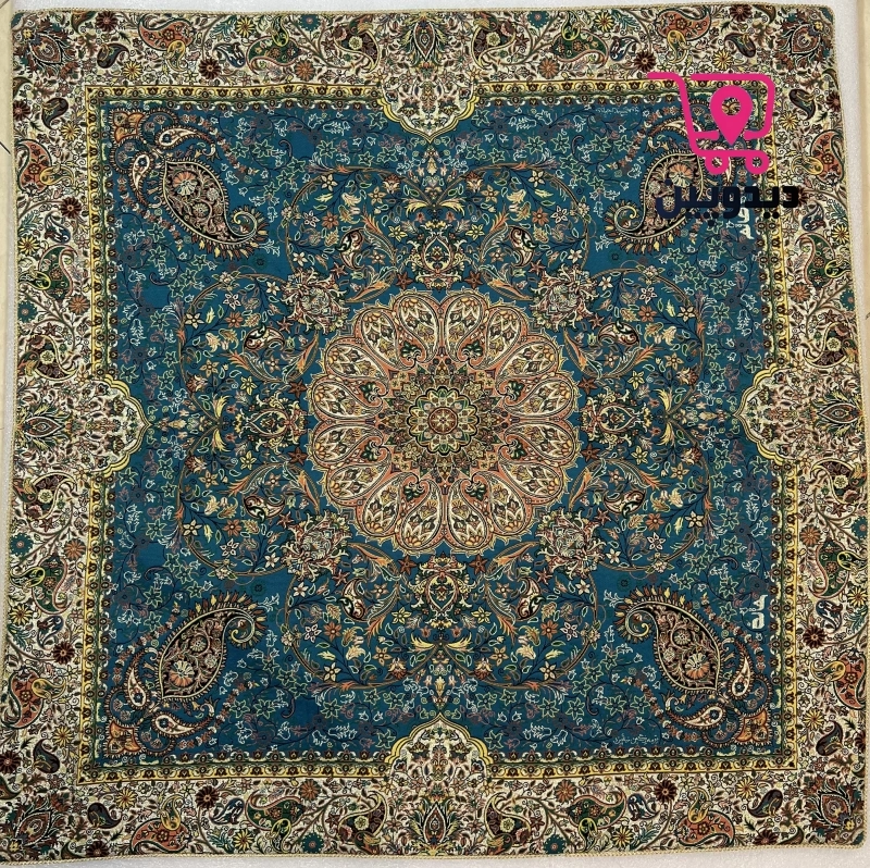 رومیزی ترمه یک در یک متر طرح سنتی رنگ آبی تیره