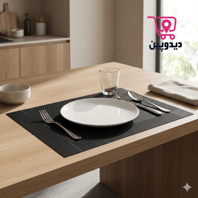 زیربشقابی مت رستورانی مدرن جدید مدل tq-001 تک عددی رنگ مشکی