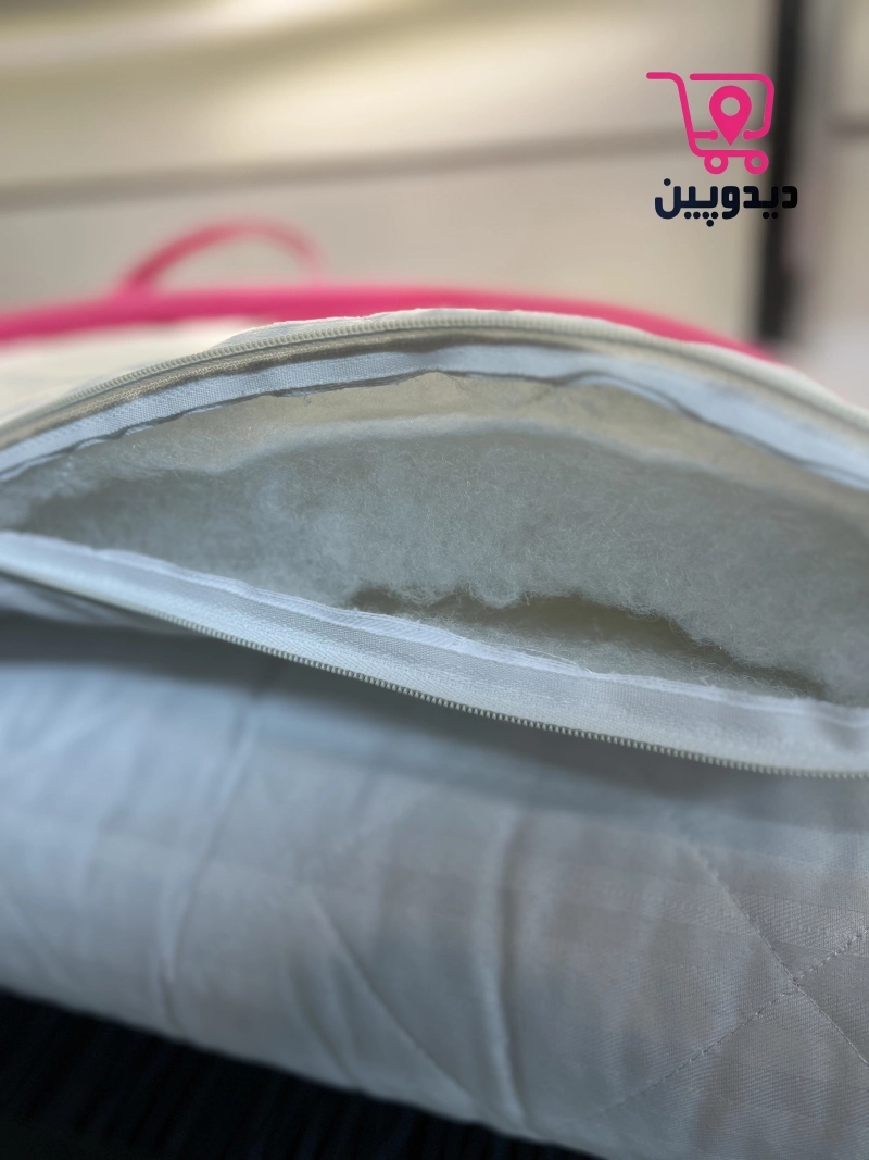 تشک مسافرتی الیافی لایکو پارچه هتلی نخی زیپی با کاور سفید