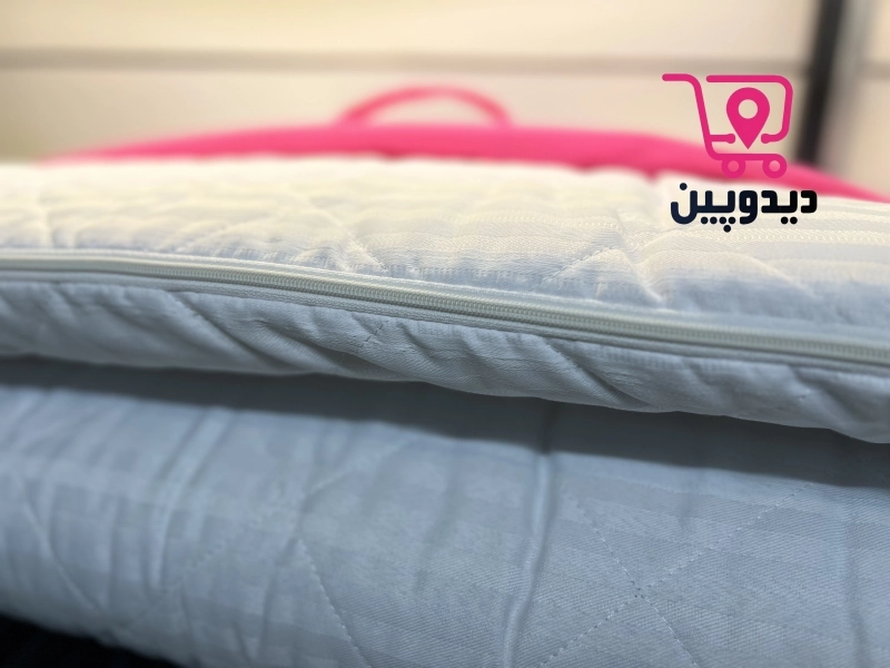 تشک مسافرتی الیافی لایکو پارچه هتلی نخی زیپی با کاور سفید
