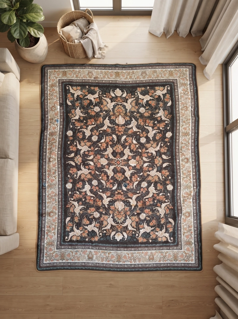 رومیزی 6 نفره ابعاد 155 در 200 طرح چاپی برند رضوانی کد 3006