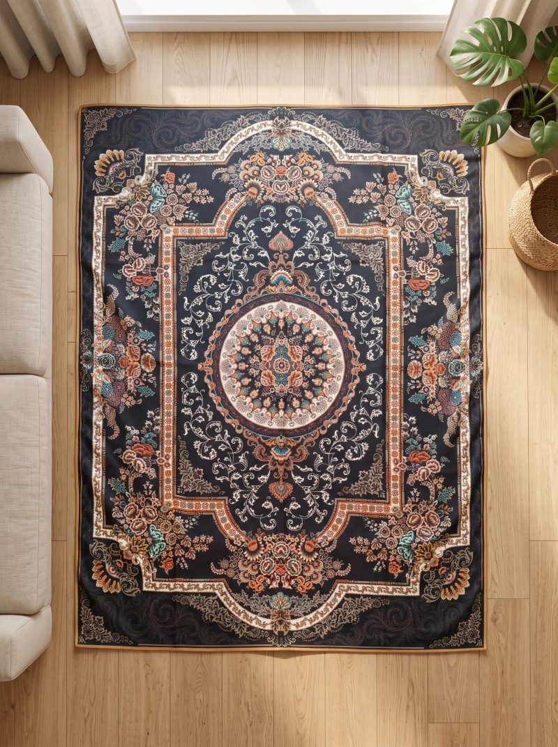 رومیزی 6 نفره ابعاد 155 در 200 طرح چاپی برند رضوانی کد 3004